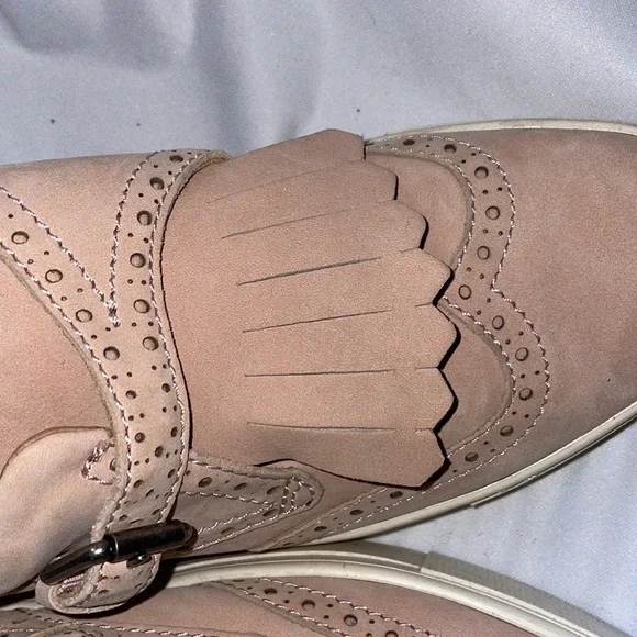 Frye Gemma Kiltie Brogue Monk Strap Sneakers Blush Pink size 7.5